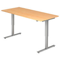 SCHREIBTISCH 180/80/72-119 cm  in Ahornfarben  - Silberfarben/Ahornfarben, KONVENTIONELL, Holzwerkstoff/Metall (180/80/72-119cm) - Venda