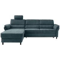 ECKSOFA Blau Mikrofaser  - Blau/Schwarz, MODERN, Holz/Textil (176/279cm) - Livetastic
