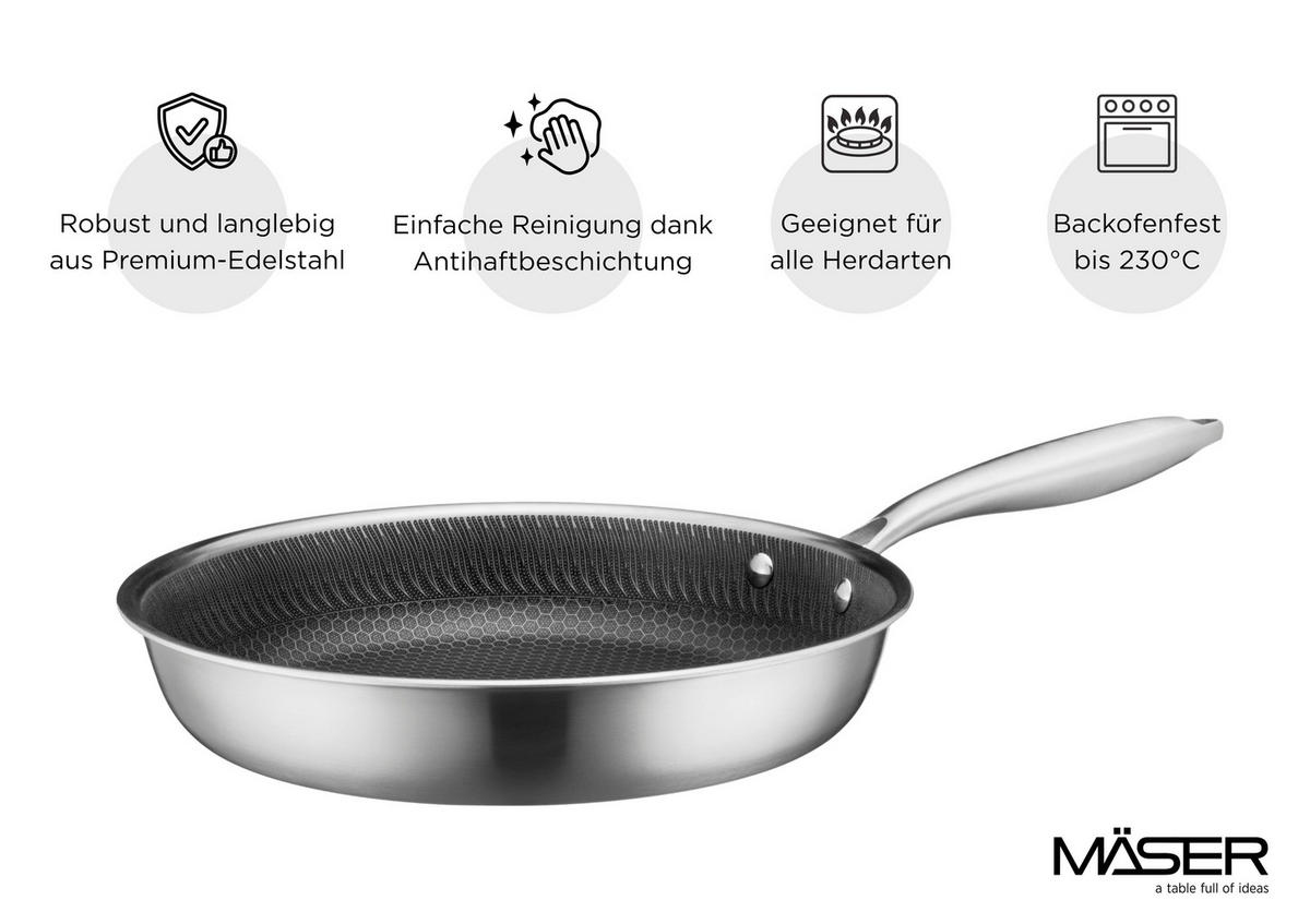 BRATPFANNE  - Silberfarben/Schwarz, Basics, Metall (24/5cm) - Mäser