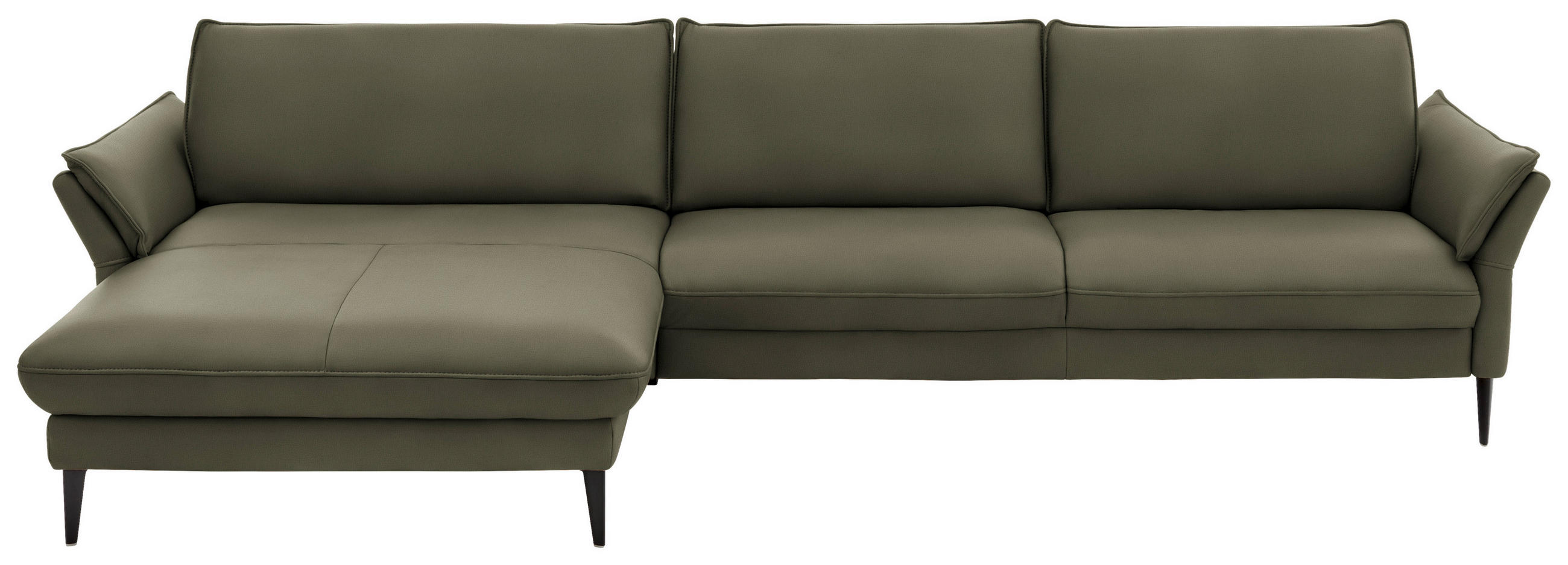 ECKSOFA Grau, Grün Echtleder  - Schwarz/Grau, Design, Leder/Metall (172/334cm) - Hukla