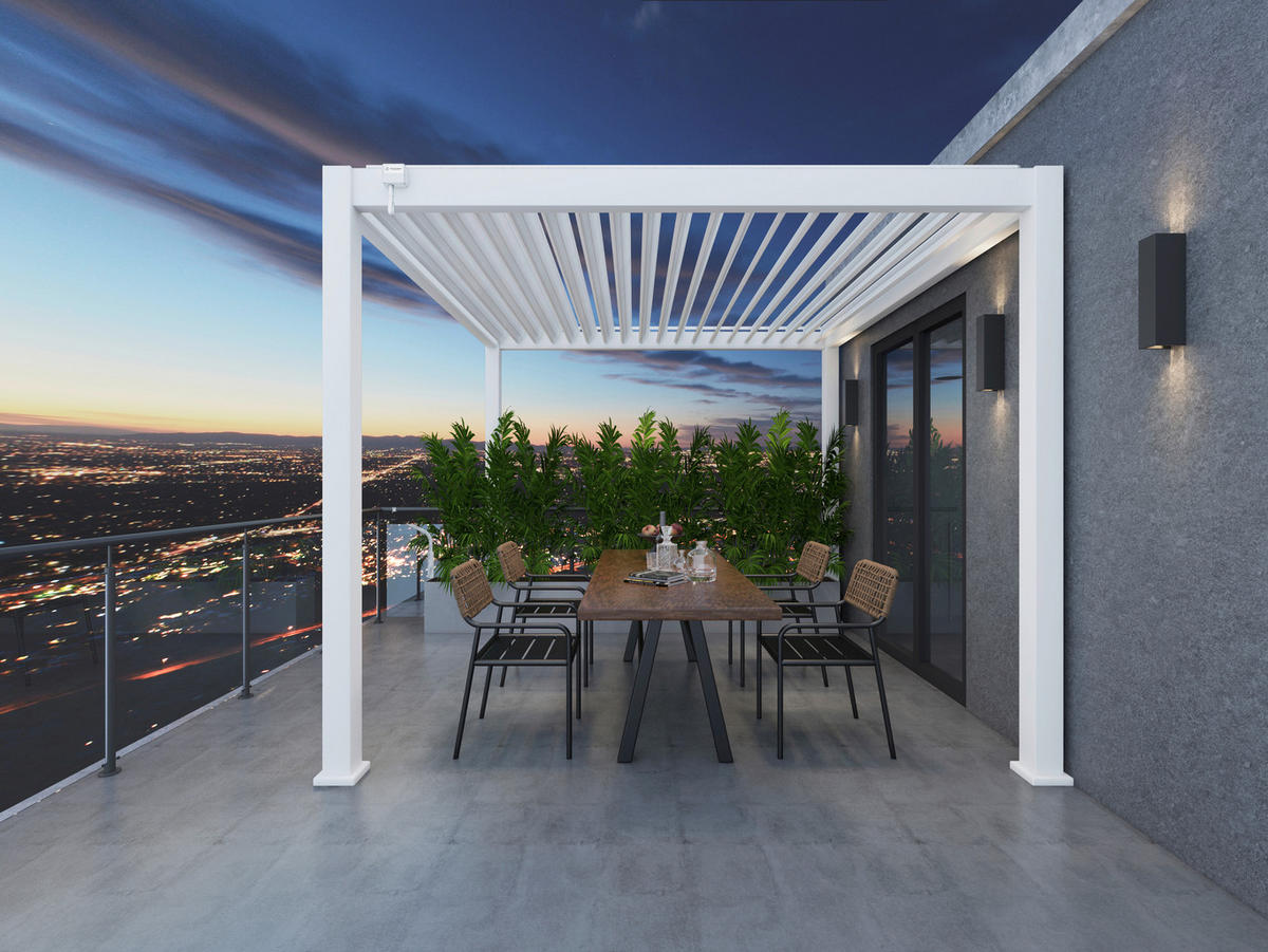 PERGOLA 360/255/400 cm Aluminium  - Weiß Hochglanz, Basics, Metall (360/255/400cm) - Gardenson