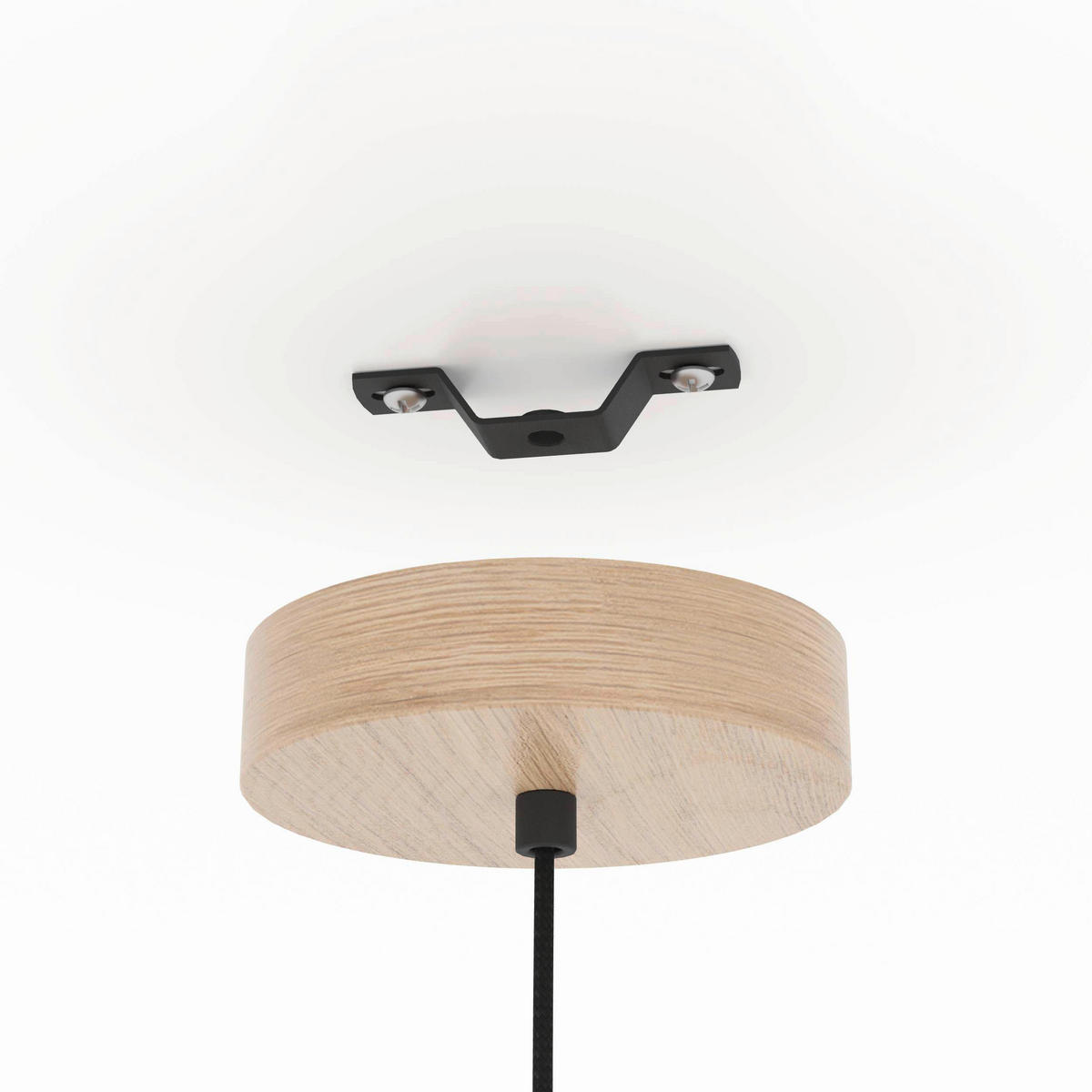 HÄNGELEUCHTE 40/150 cm  - Beige/Schwarz, Natur, Holz/Textil (40/150cm) - Eglo