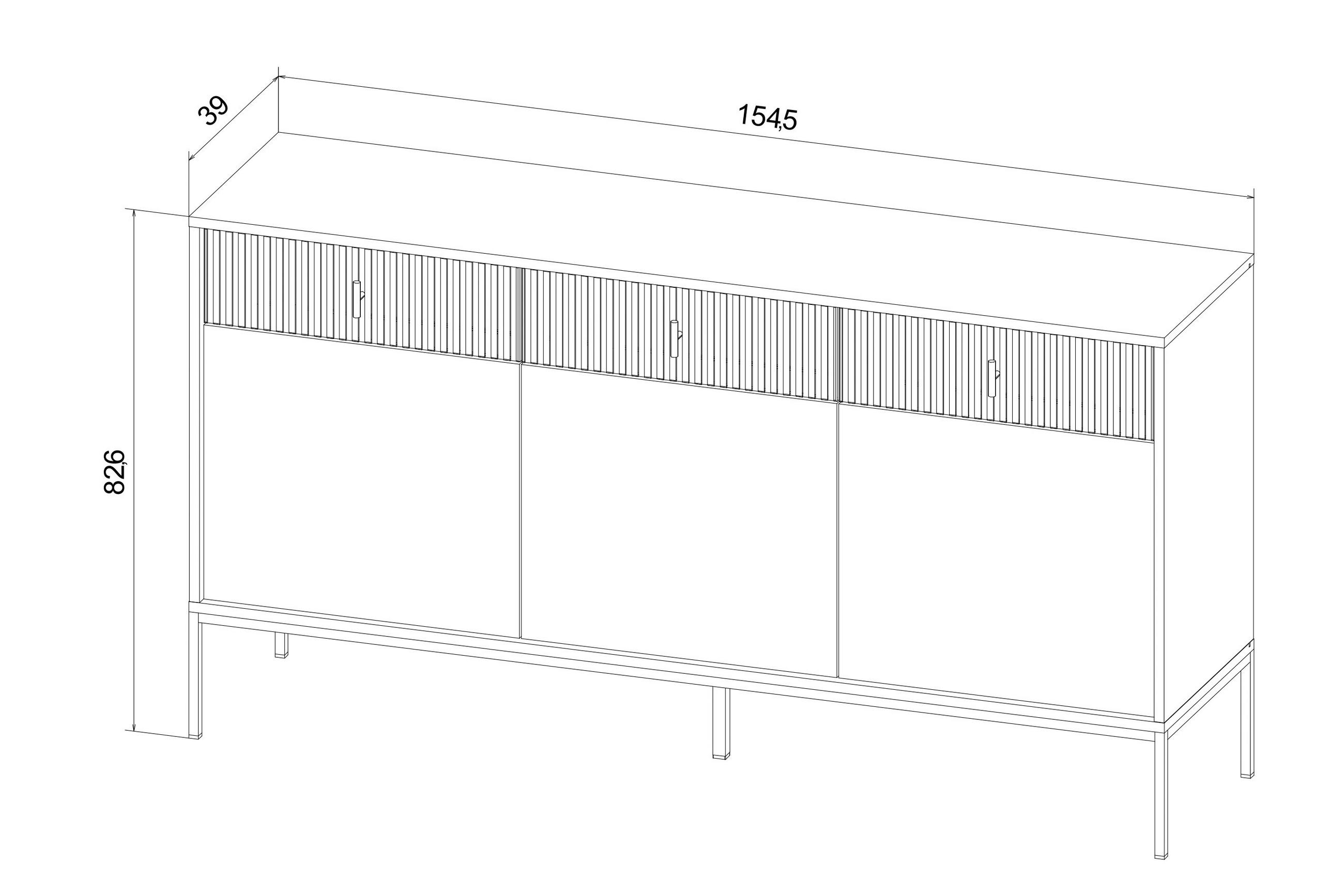 Thumbnail - Boxxx Sideboard Maggiore, Kaschmir, Metall, 3 Fächer, 3 Schubladen, 154.5x82.6x39 cm, Typenauswahl, Beimöbel erhältlich,...