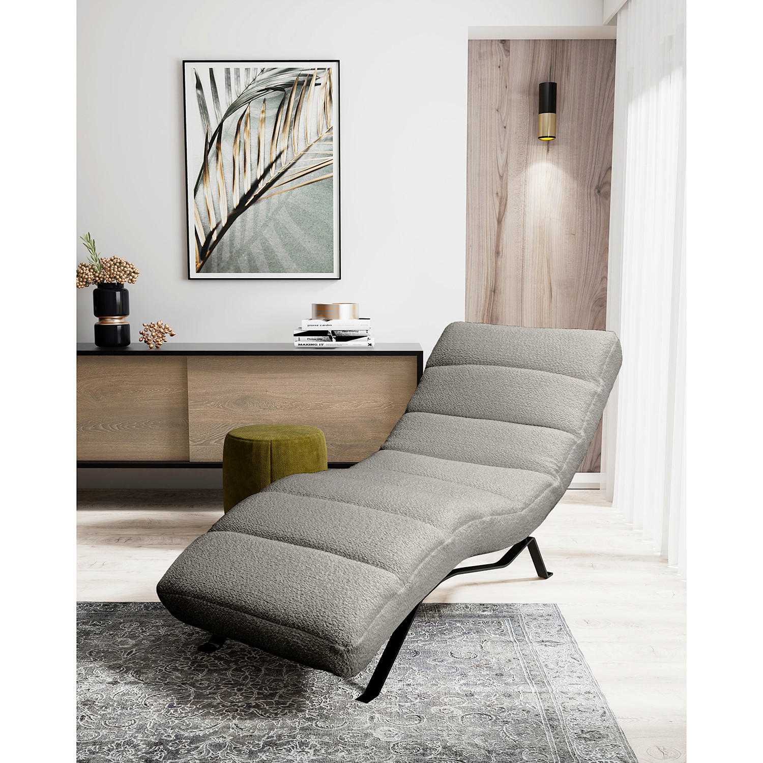 RELAXLIEGE SWING Bouclé Dunkelgrau  - Dunkelgrau/Schwarz, Design, Textil/Metall (65/65-95/171cm) - Livetastic