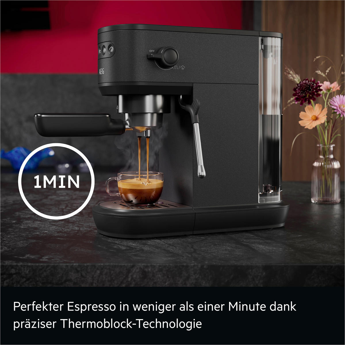 ESPRESSOMASCHINE Design Collection  - Schwarz, Basics, Metall (14,8/40,1/30,6cm) - AEG