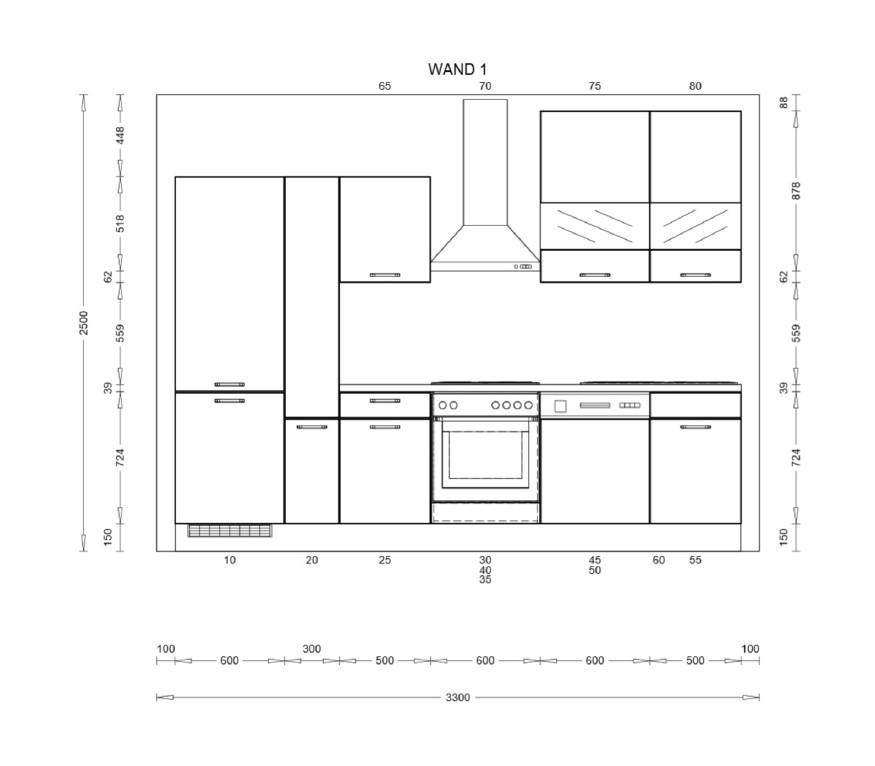KÜCHENBLOCK 310 cm   in Anthrazit, Weiß  - Edelstahlfarben/Anthrazit, KONVENTIONELL, Glas/Holzwerkstoff (310cm) - Burger