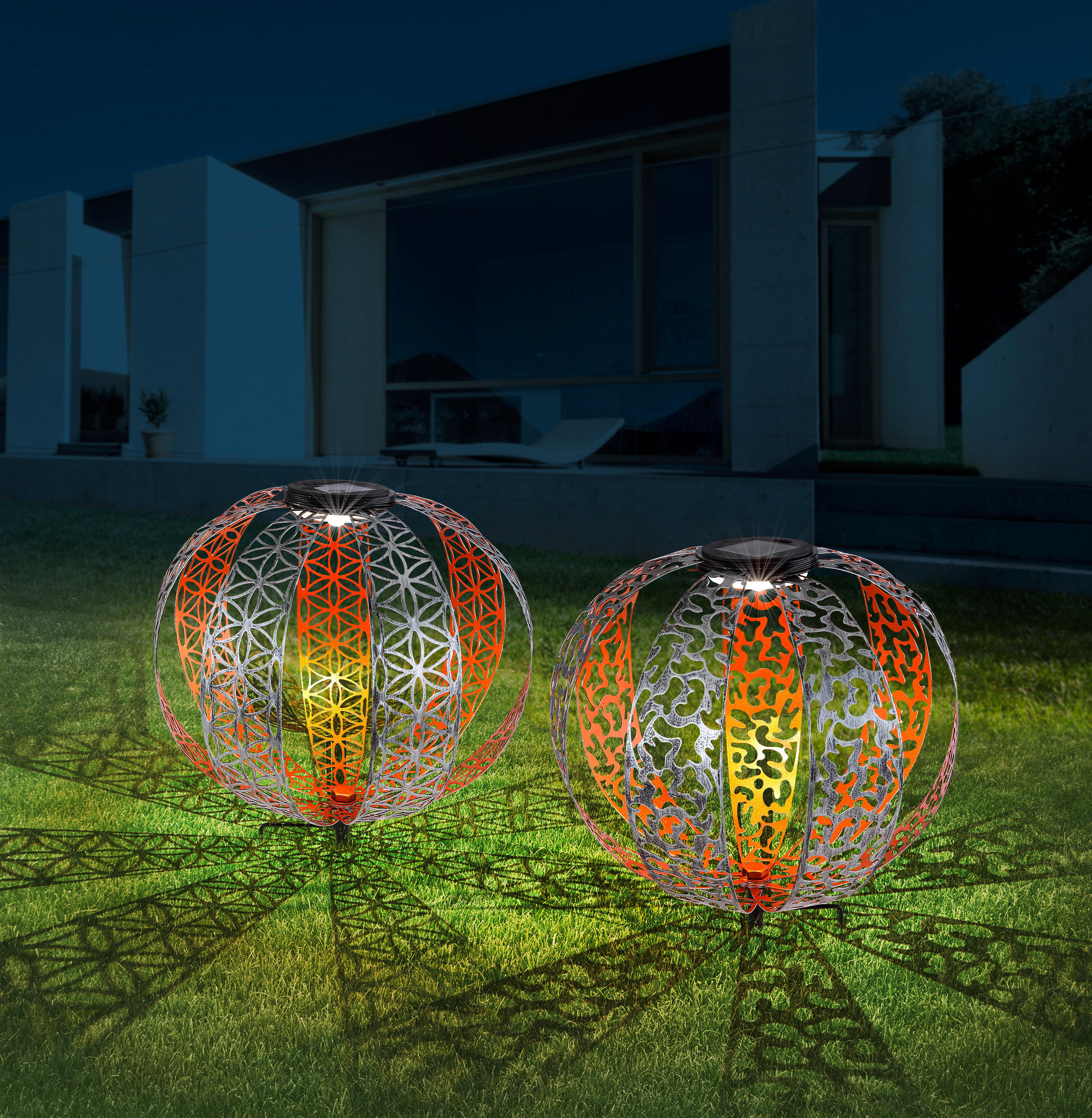 SOLARLEUCHTE 30/41,0 cm   - Silberfarben/Goldfarben, Design, Metall (30/41,0cm) - Globo
