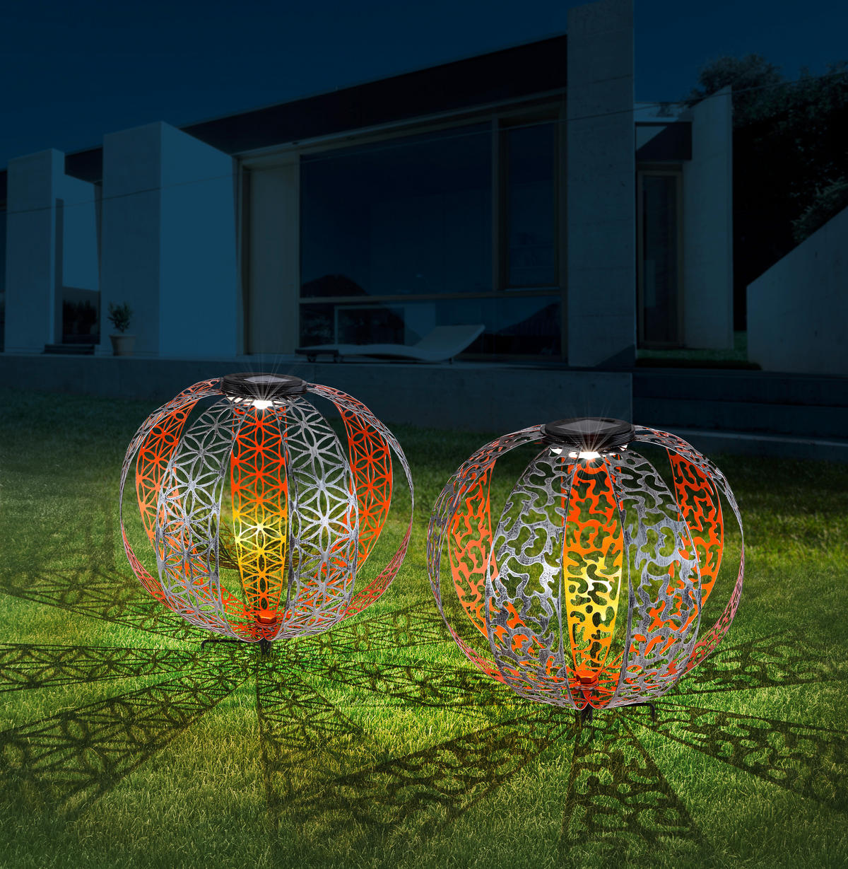 SOLARLEUCHTE - Silberfarben/Goldfarben, Design, Metall (30/41,0cm) - Globo