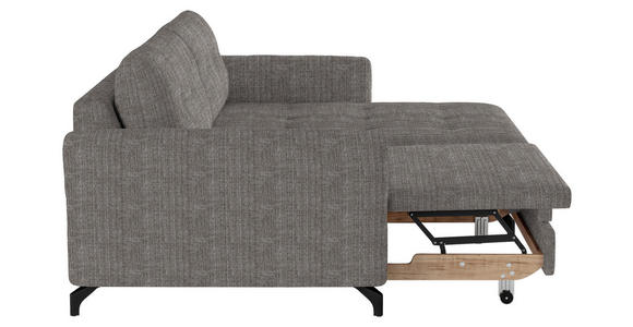 ECKSOFA in Flachgewebe, Leinenoptik Taupe  - Taupe/Schwarz, Design, Textil/Metall (242/170cm) - Xora