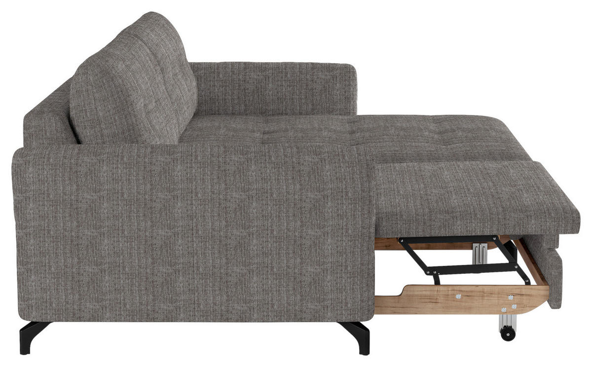 ECKSOFA in Flachgewebe, Leinenoptik Taupe  - Taupe/Schwarz, Design, Textil/Metall (242/170cm) - Xora