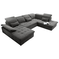 SAROKGARNITÚRA textil sötétszürke  - ezüstszínű/sötétszürke, Konventionell, műanyag/textil (188/340/240cm) - MID.YOU