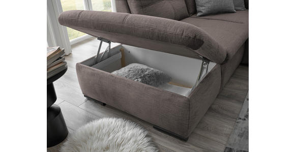 ECKSOFA in Mikrovelours Graubraun  - Graubraun/Schwarz, KONVENTIONELL, Kunststoff/Textil (217/265cm) - Carryhome