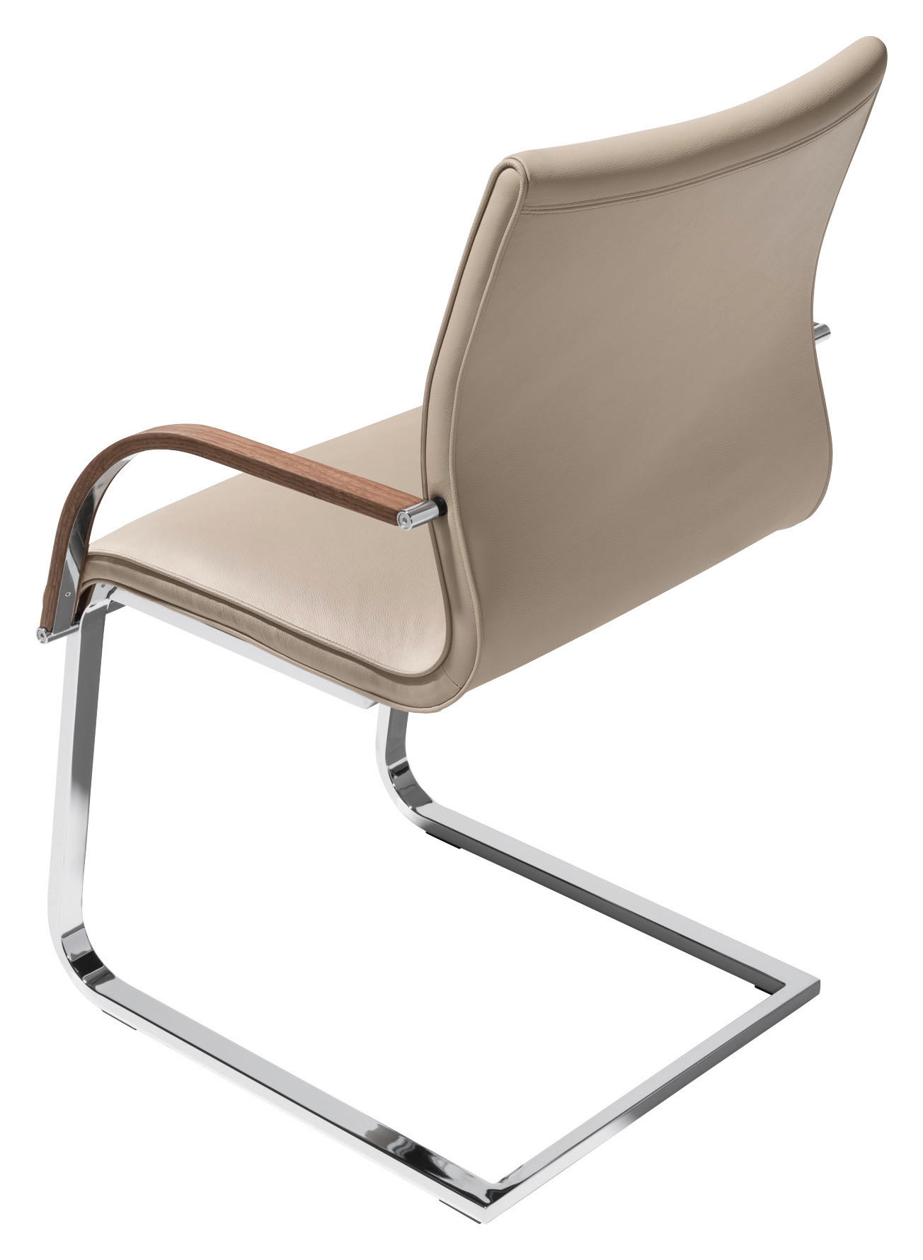 ARMLEHNSTUHL  in Stahl Echtleder pigmentiert  - Edelstahlfarben/Beige, Design, Leder/Holz (53/93/62cm) - Team 7