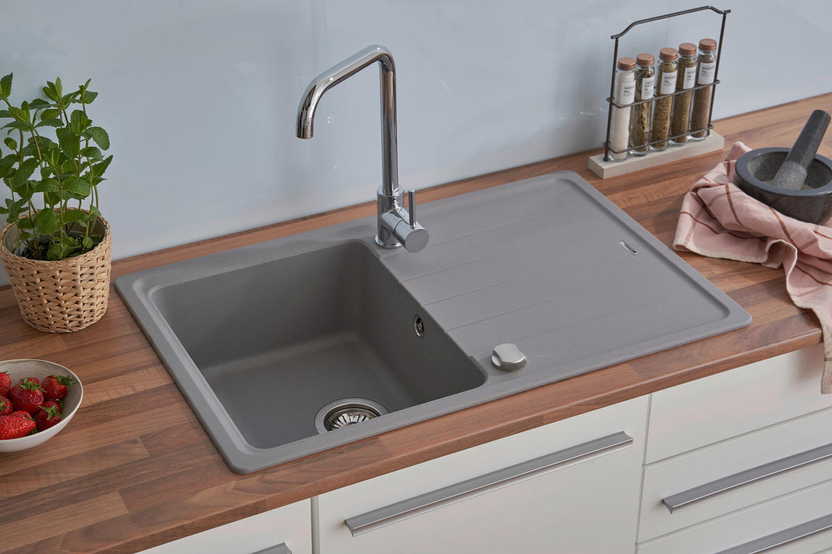SPÜLE 1725COLUMBIA78X50G  - Grau, Trend, Stein (78/18,5/50cm) - Respekta
