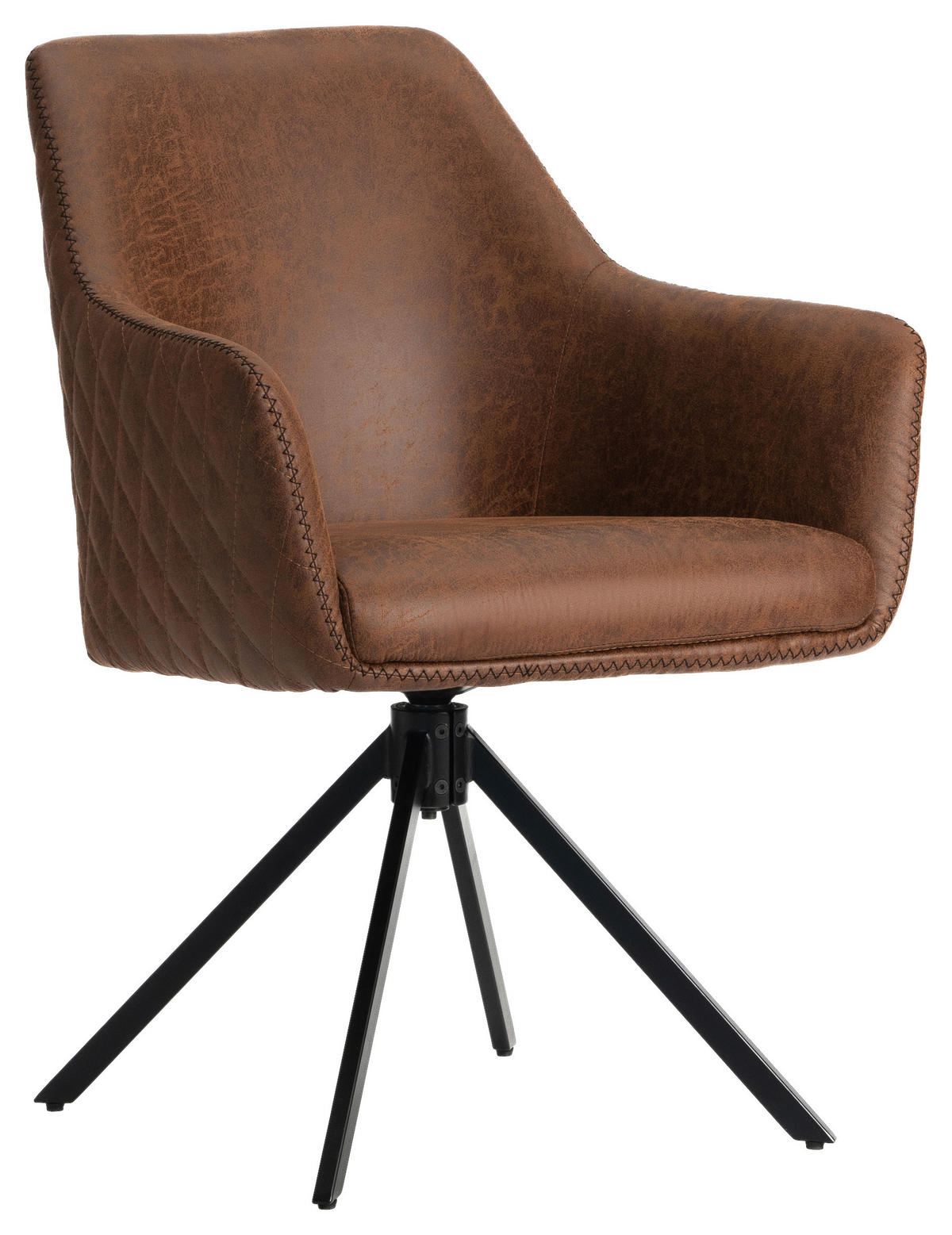 ARMLEHNSTUHL  in Eisen Mikrofaser  - Cognac/Schwarz, Design, Textil/Metall (64/83/61cm) - Ambia Home