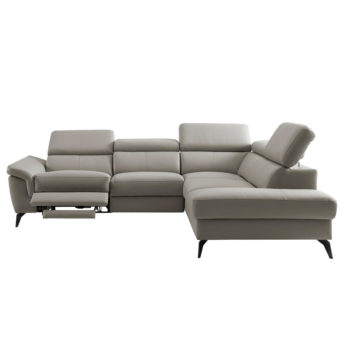 ECKSOFA SONO in Lederlook Echtleder Schlammfarben Armteilverstellung, Kopfteilverstellung  265/210 cm  - Schlammfarben/Schwarz, Design, Leder/Textil (265/210cm) - Livetastic
