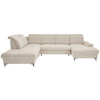 WOHNLANDSCHAFT Beige Struktur  - Beige/Schwarz, Design, Textil/Metall (270/364/190cm) - Stylife