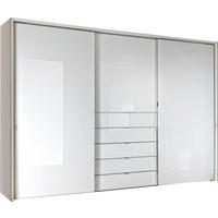 SCHWEBETÜRENSCHRANK in Weiss  - Chromfarben/Weiss, Design, Glas/Holzwerkstoff (300/240/68cm) - Moderano
