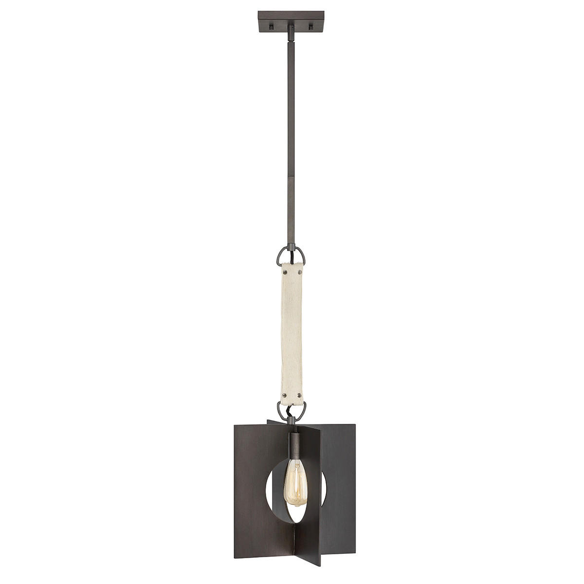 HÄNGELEUCHTE 30/76.6 cm    - Graphitfarben, Design, Leder/Metall (30/76.6cm) - Elstead Lighting
