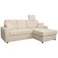 ECKSOFA in Chenille Creme  - Creme/Schwarz, KONVENTIONELL, Kunststoff/Textil (232/153cm) - Carryhome