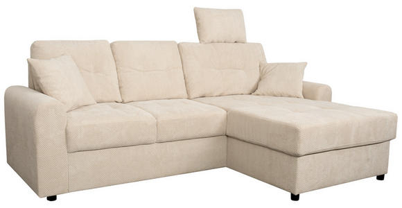 ECKSOFA in Chenille Creme  - Creme/Schwarz, KONVENTIONELL, Kunststoff/Textil (232/153cm) - Carryhome