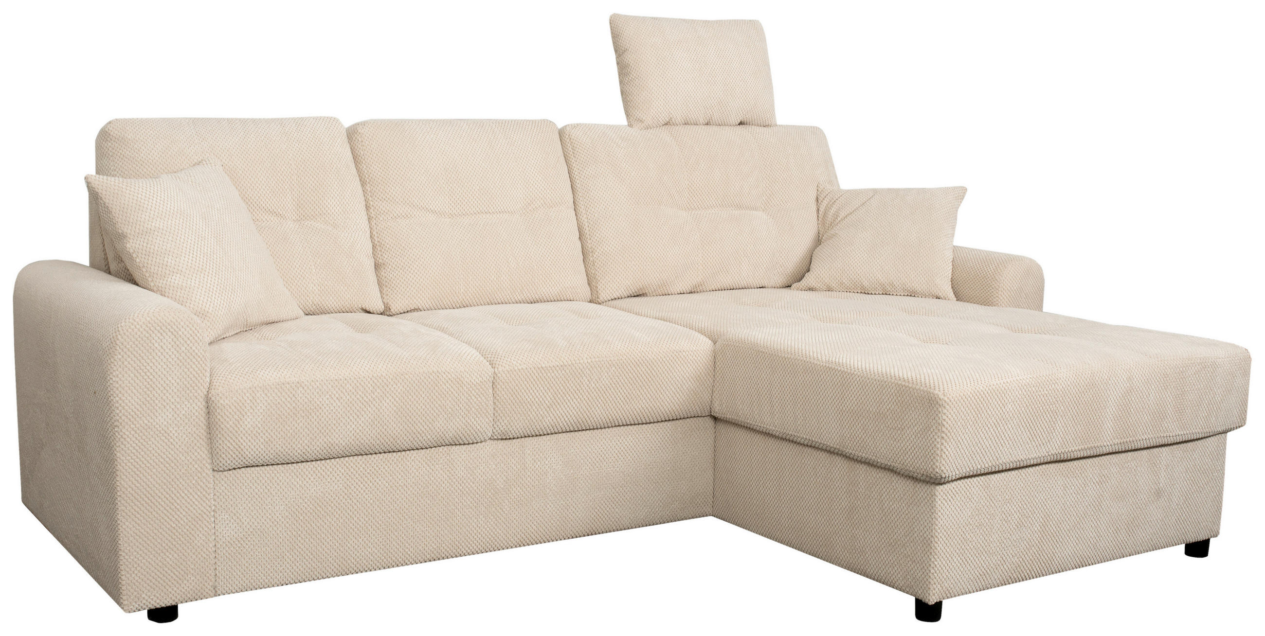 ECKSOFA Creme Chenille  - Creme/Schwarz, KONVENTIONELL, Kunststoff/Textil (232/153cm) - Carryhome