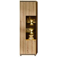 VITRINE Anthrazit, Eiche Artisan  60/205/40 cm  - Anthrazit/Schwarz, Design, Glas/Holzwerkstoff (60/205/40cm) - Stylife