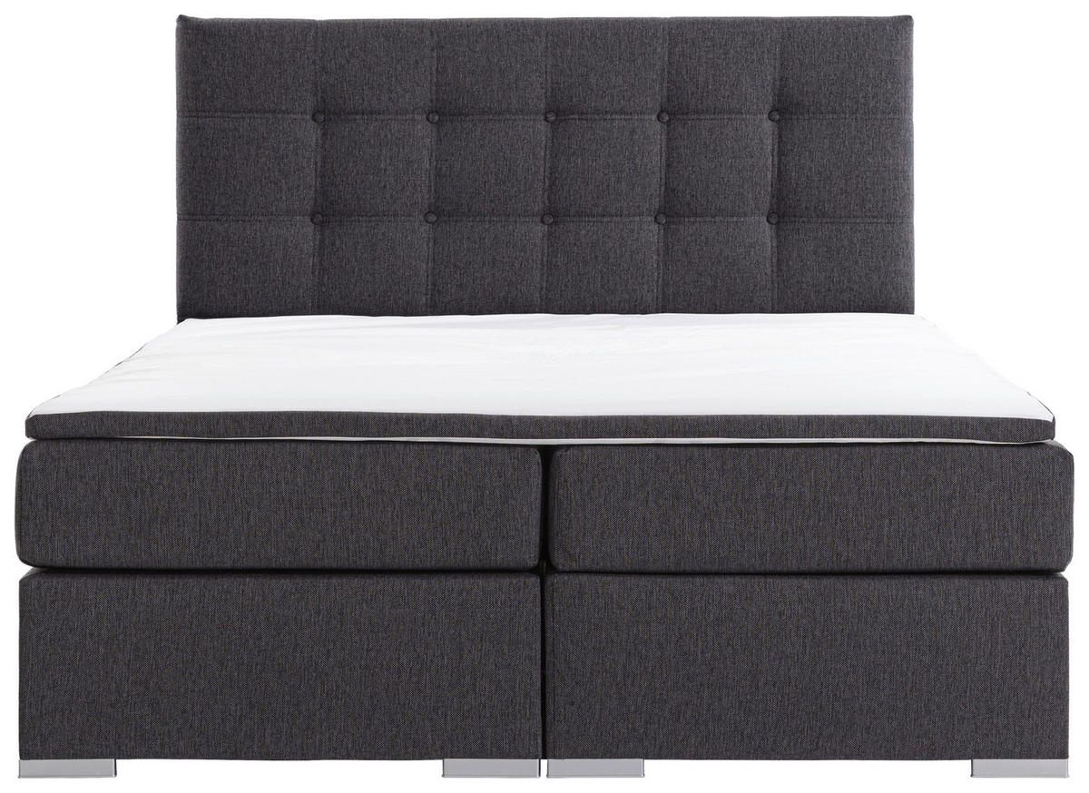 BOXBETT 160/200 cm  in Hellgrau  - Silberfarben/Hellgrau, Modern, Textil (160/200cm) - MID.YOU