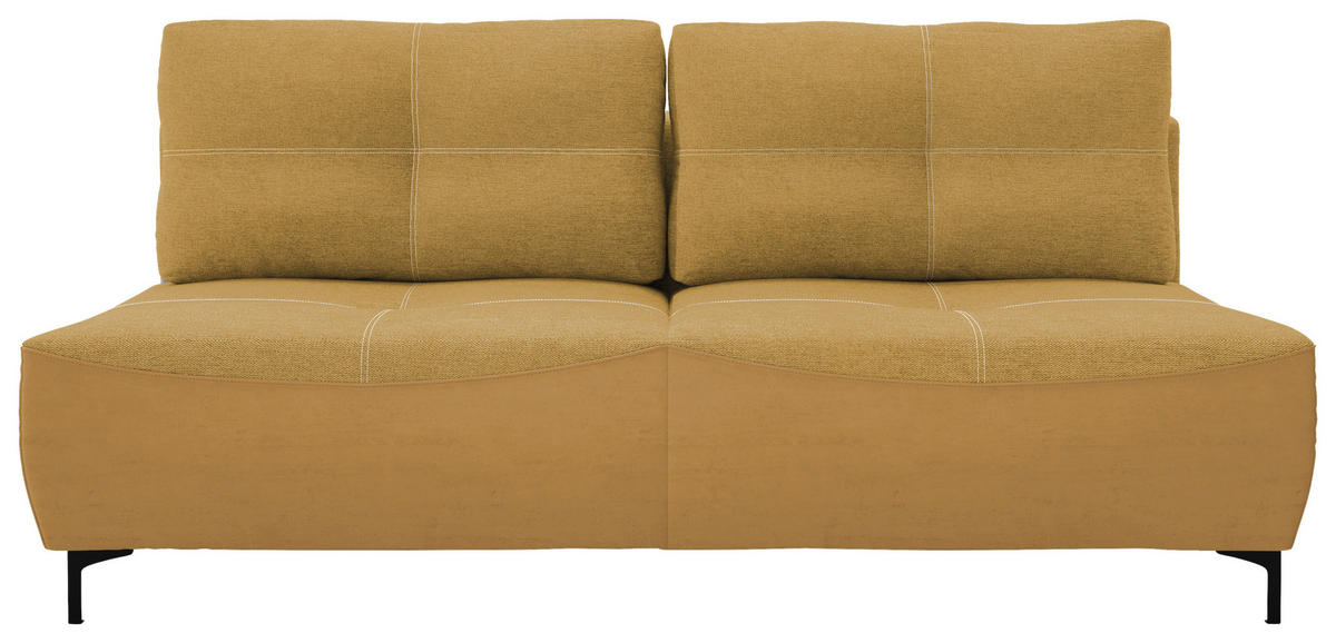 SCHLAFSOFA  mit Schlafen auf Sitzhöhe, Rücken echt Struktur Gelb  - Gelb/Schwarz, Design, Textil/Metall (197/94/96cm) - MID.YOU