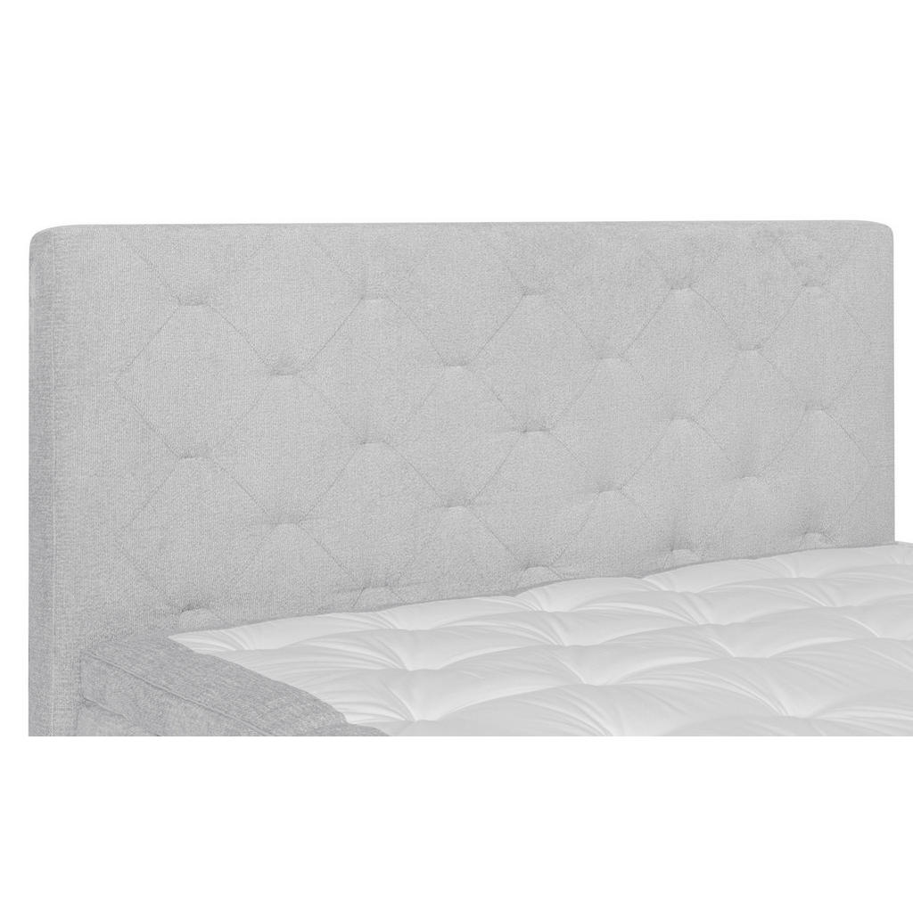 Thumbnail - Welnova Boxspringbett, Hellgrau, Textil, Eiche, H4, 7-Zonen, Höhe ca. 19 cm, 180x200 cm, Matratze, gepolstertes Kopfteil...