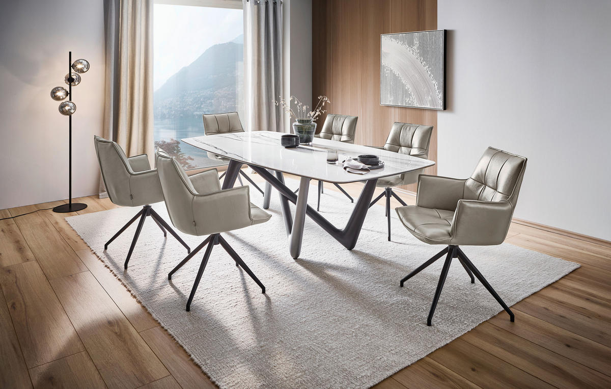 ESSTISCH in Kunststoff, Keramik 220/110/75 cm  - Anthrazit/Beige, Design, Keramik/Kunststoff (220/110/75cm) - Dieter Knoll