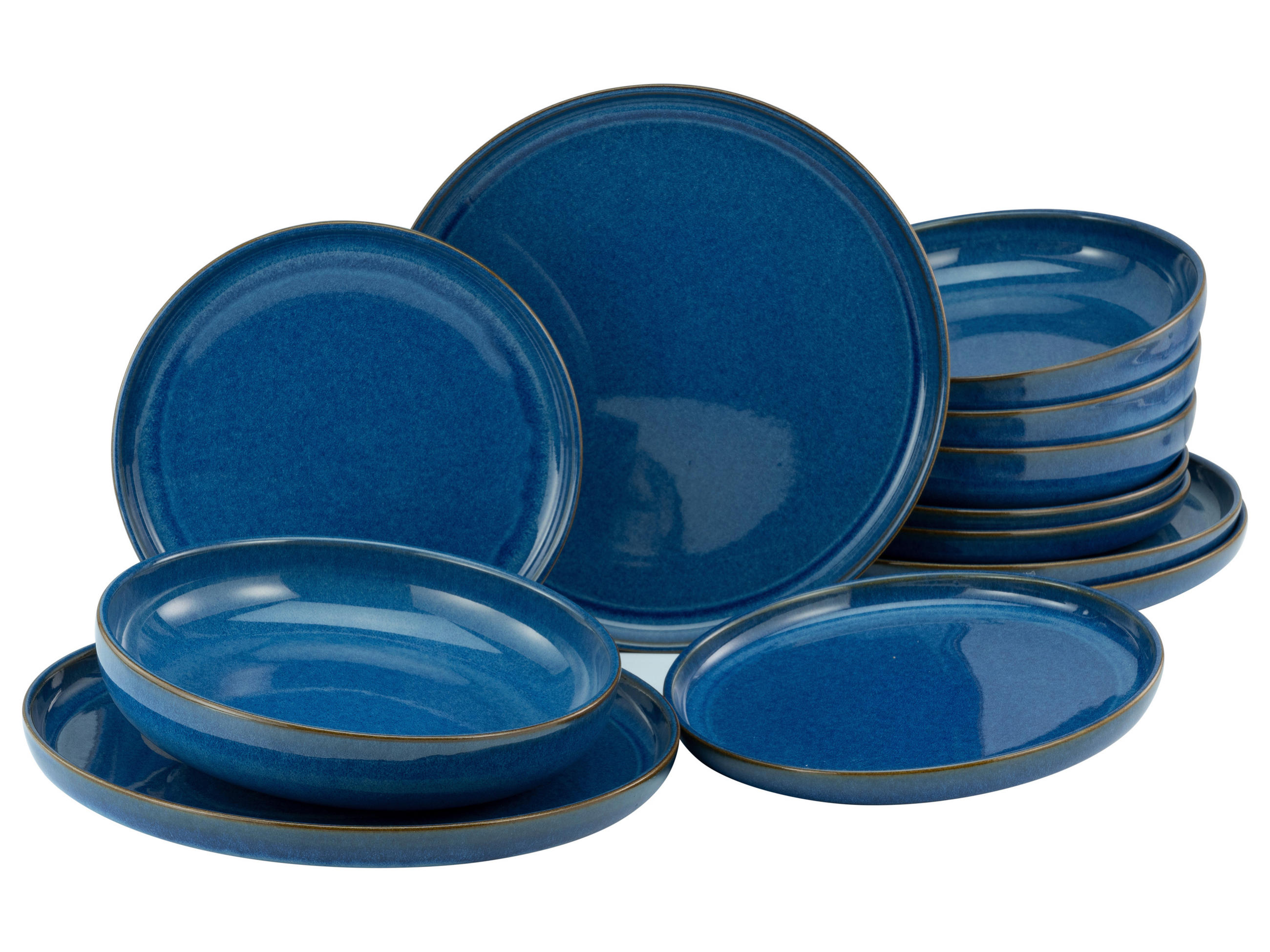 TAFELSERVICE Blau, Braun 12-teilig Uno ATLANTICO  - Blau/Braun, Basics, Keramik - Creatable