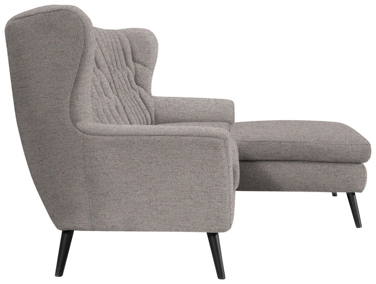ECKSOFA in Flachgewebe Taupe  - Taupe/Schwarz, Design, Holz/Textil (237/165cm) - Stylife