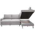 ECKSOFA Hellgrau Flachgewebe  - Chromfarben/Hellgrau, Design, Textil/Metall (276/200cm) - Hom`in