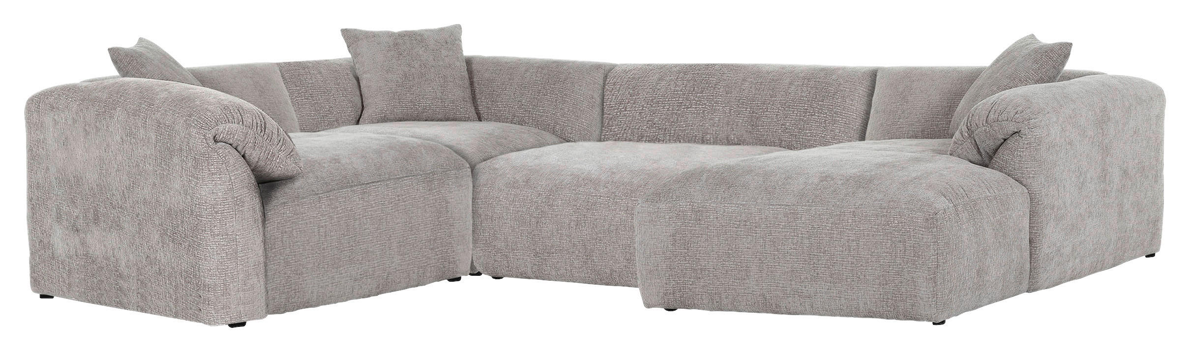 WOHNLANDSCHAFT Braun Flachgewebe - Schwarz/Braun, MODERN, Kunststoff/Textil (225/356/178cm) - Carryhome