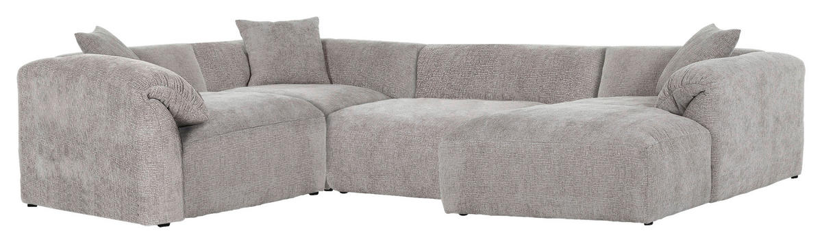 WOHNLANDSCHAFT in Flachgewebe Braun  - Schwarz/Braun, Modern, Kunststoff/Textil (225/356/178cm) - Carryhome