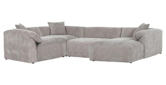 WOHNLANDSCHAFT Braun Flachgewebe - Schwarz/Braun, MODERN, Kunststoff/Textil (225/356/178cm) - Carryhome