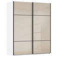 SCHWEBETÜRENSCHRANK 162/223/68 cm 2-türig Weiß, Champagner  - Champagner/Schwarz, KONVENTIONELL, Glas/Holzwerkstoff (162/223/68cm) - Novel
