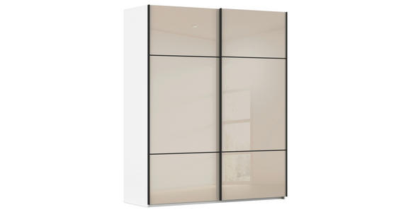 SCHWEBETÜRENSCHRANK 162/223/68 cm 2-türig Weiß, Champagner - Champagner/Schwarz, KONVENTIONELL, Glas/Holzwerkstoff (162/223/68cm) - Novel