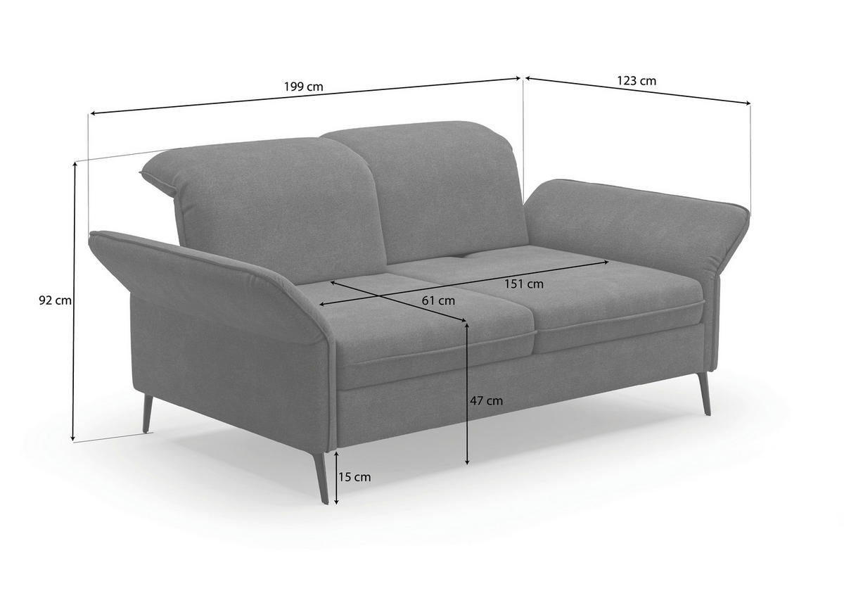 3-SITZER-SOFA in Flachgewebe Olivgrün  - Schwarz/Olivgrün, KONVENTIONELL, Textil/Metall (199/92/123cm) - Sit & More