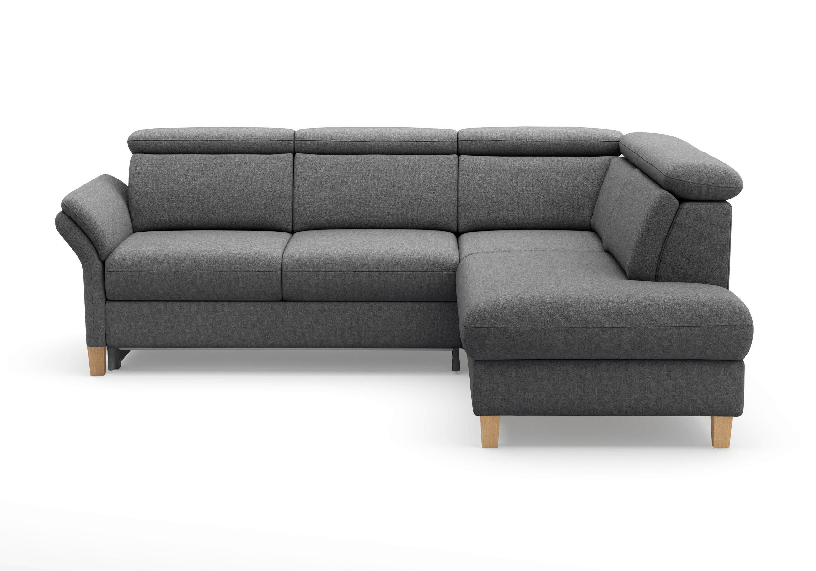 ECKSOFA Flachgewebe Dunkelgrau  - Eichefarben/Dunkelgrau, Konventionell, Holz/Textil (247/193cm) - Sit & More