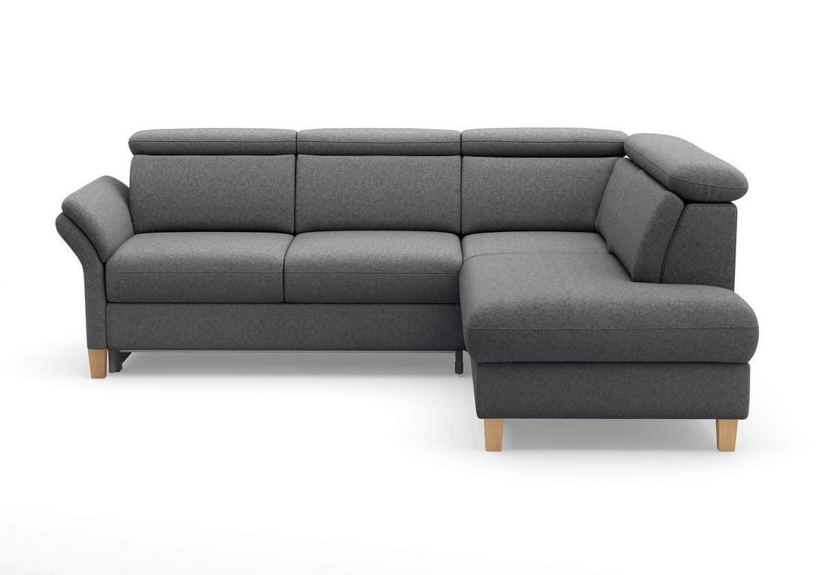 ECKSOFA Flachgewebe Dunkelgrau  - Eichefarben/Dunkelgrau, Konventionell, Holz/Textil (247/193cm) - Sit & More