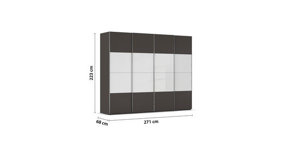 SCHWEBETÜRENSCHRANK  in Graphitfarben, Weiß  - Chromfarben/Graphitfarben, KONVENTIONELL, Glas/Holzwerkstoff (271/223/68cm) - Novel