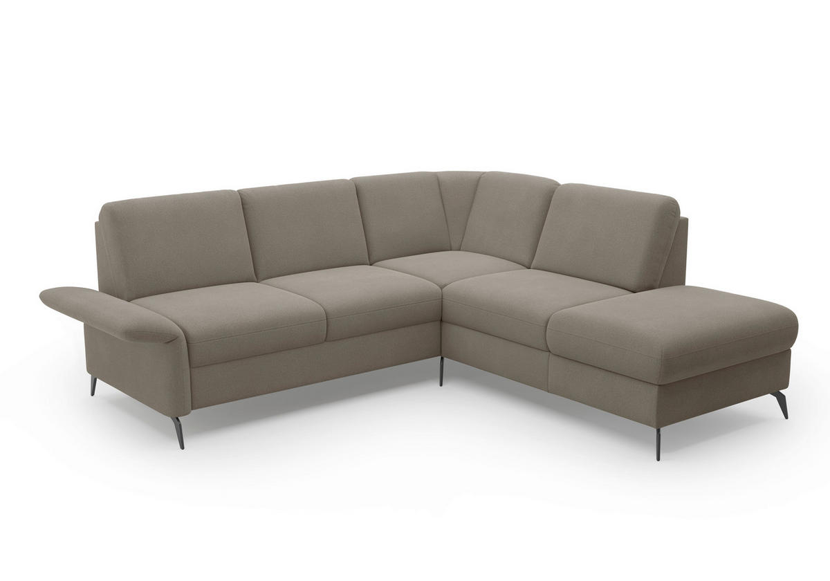 ECKSOFA ROCHELLE E Schlammfarben Flachgewebe  - Schlammfarben/Schwarz, KONVENTIONELL, Textil/Metall (240/216cm) - Sit & More