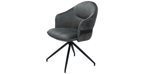 STUHL Webstoff Graphitfarben, Schwarz - Graphitfarben/Schwarz, Design, Textil/Metall (63/83/63cm) - Novel
