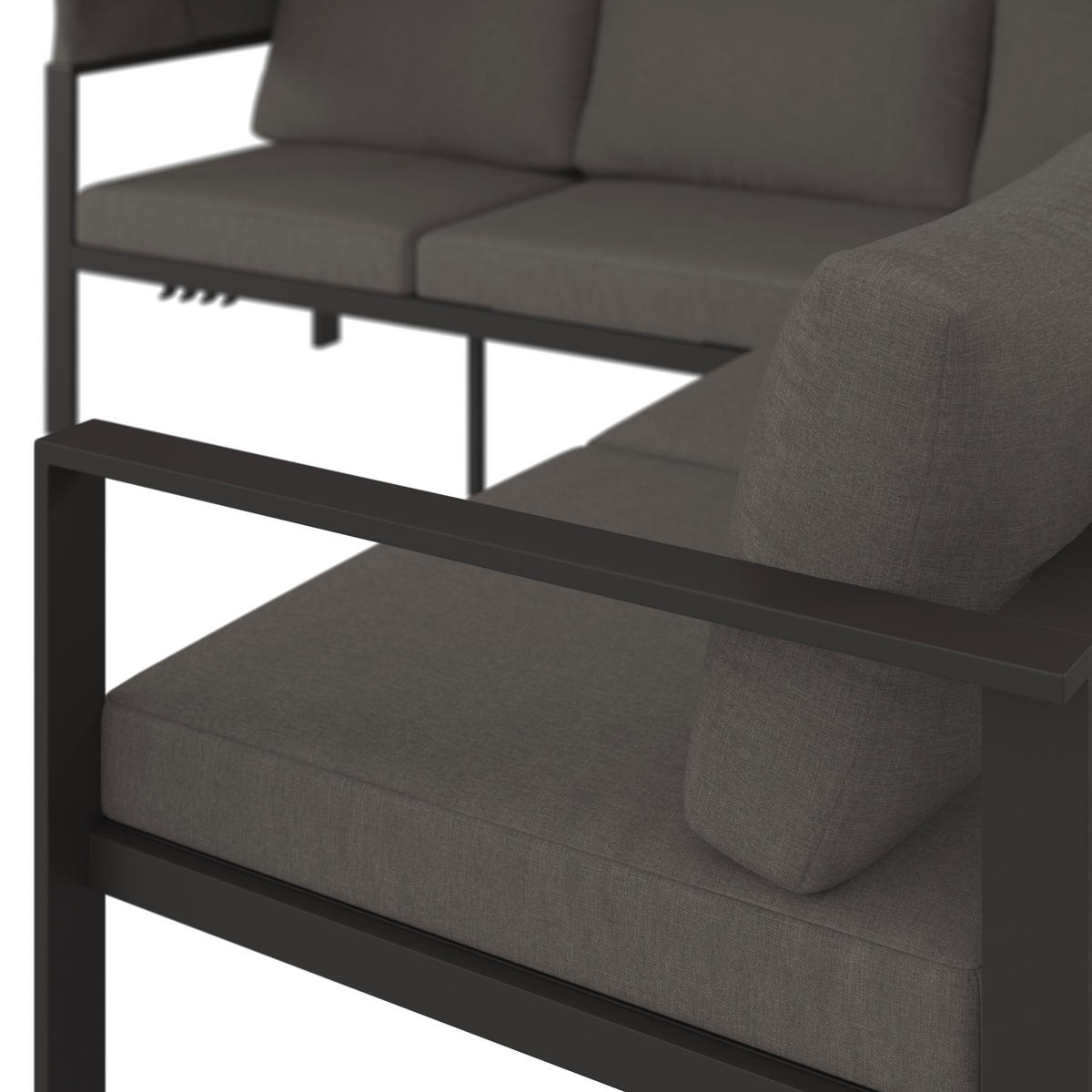 DINING-LOUNGESET Aluminium  - Anthrazit/Grau, MODERN, Glas/Textil (224/64/149/224cm) - Ambia Garden