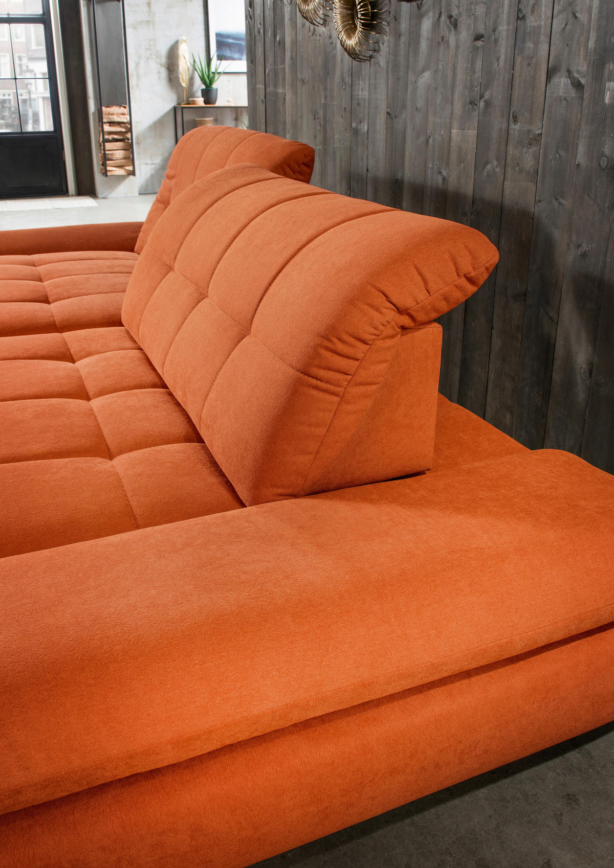ECKSOFA in Mikrofaser Orange  198/290 cm  - Schwarz/Orange, Design, Textil/Metall (198/290cm) - Xora