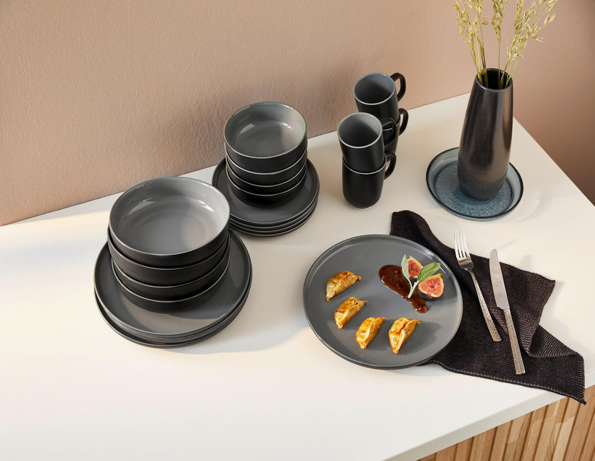 KOMBINOVANÁ SOUPRAVA, 20dílné, porcelán - černá, Basics, keramika - Ritzenhoff Breker