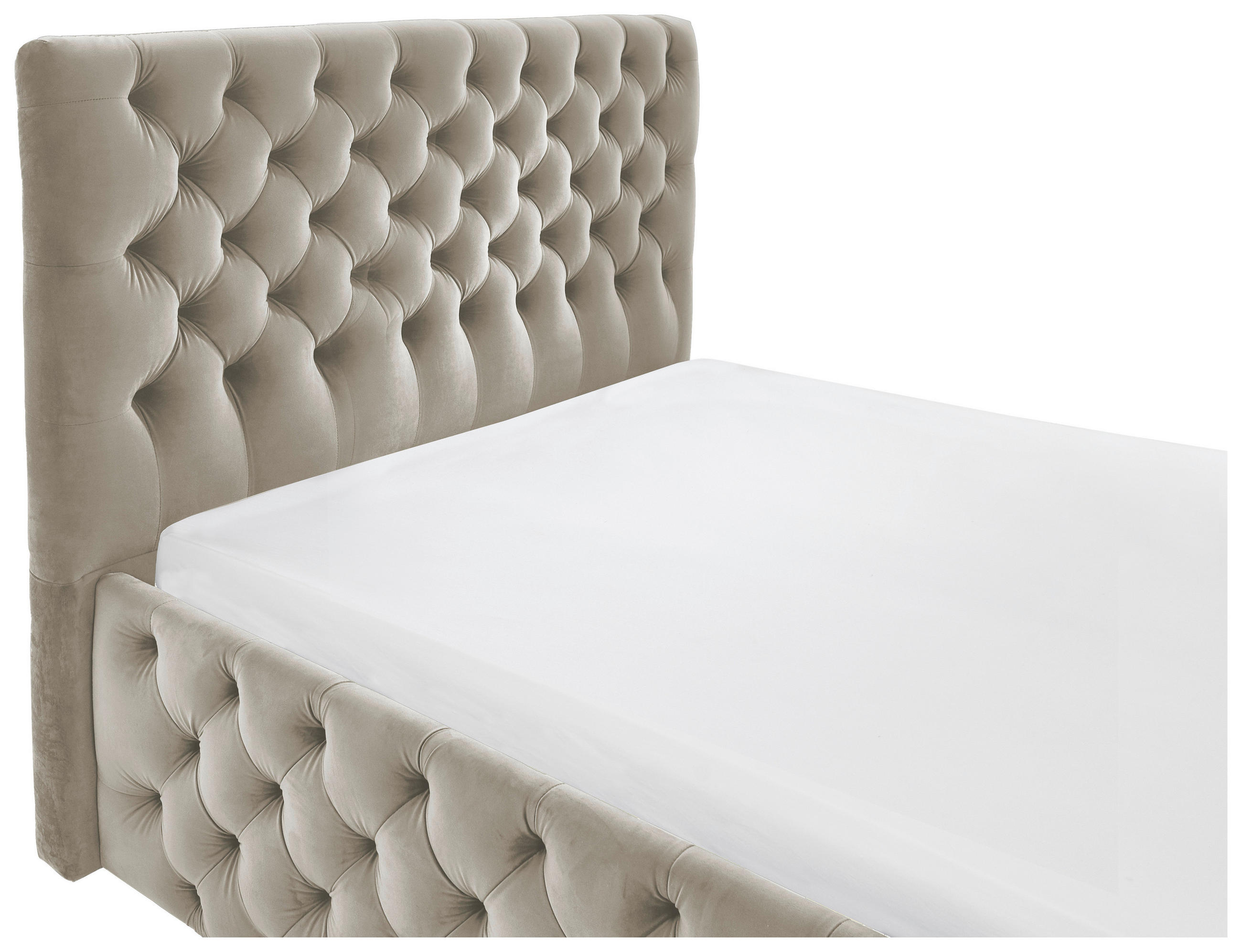 POLSTERBETT gepolstertes Kopfteil 140/200 cm  in Beige  - Beige/Schwarz, KONVENTIONELL, Kunststoff/Textil (140/200cm) - home24
