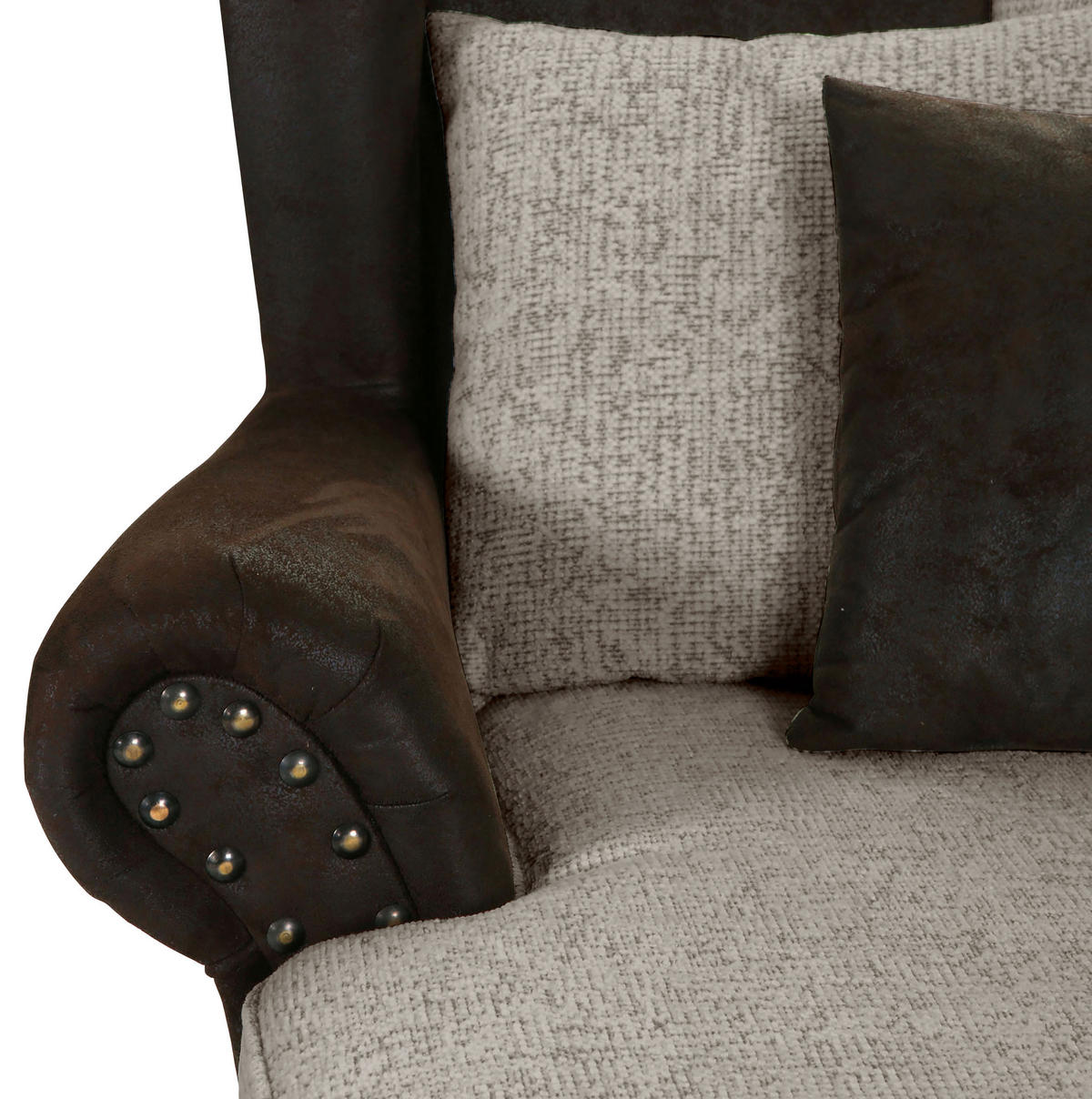 XXL-SESSEL - Dunkelbraun/Graubraun, ROMANTIK / LANDHAUS, Holz/Textil (125/102/138cm) - Landscape